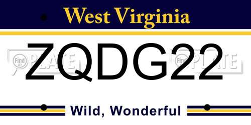 ZQDG22 West Virginia License Plate
