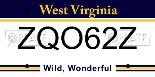 ZQO62Z West Virginia License Plate