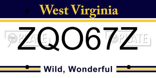 ZQO67Z West Virginia License Plate