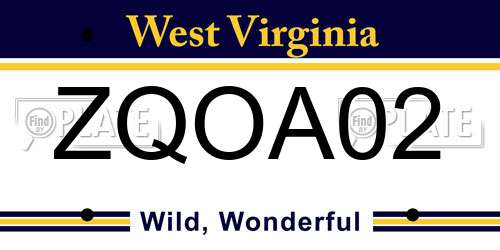 ZQOA02 West Virginia License Plate