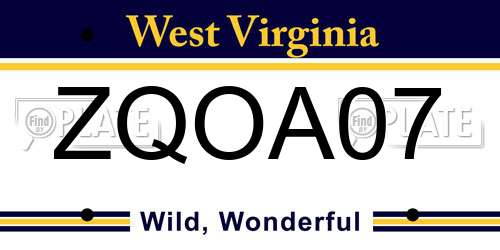 ZQOA07 West Virginia License Plate
