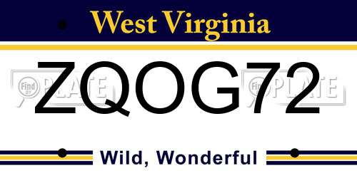 ZQOG72 West Virginia License Plate