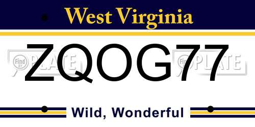 ZQOG77 West Virginia License Plate
