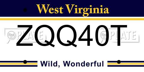 ZQQ40T West Virginia License Plate