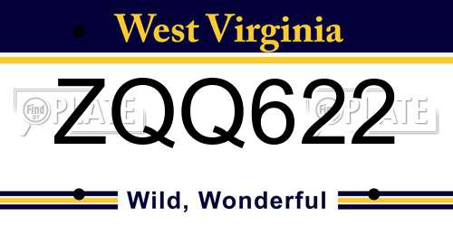 ZQQ622 West Virginia License Plate