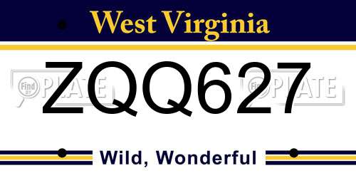ZQQ627 West Virginia License Plate