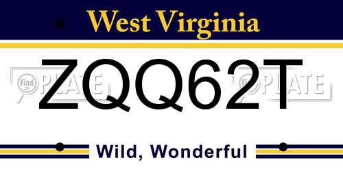ZQQ62T West Virginia License Plate