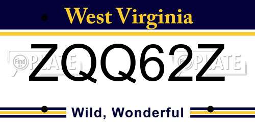 ZQQ62Z West Virginia License Plate
