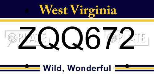 ZQQ672 West Virginia License Plate