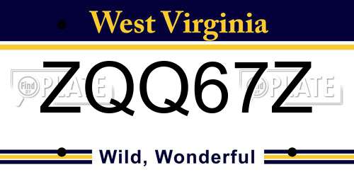 ZQQ67Z West Virginia License Plate