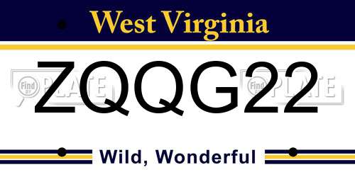 ZQQG22 West Virginia License Plate