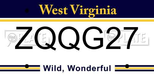 ZQQG27 West Virginia License Plate