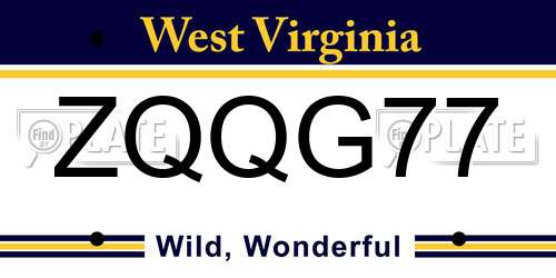 ZQQG77 West Virginia License Plate