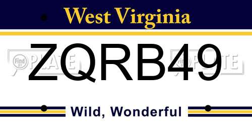 ZQRB49 West Virginia License Plate
