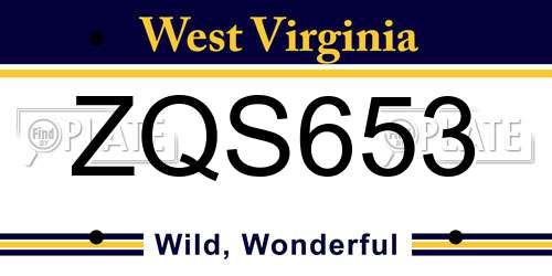 ZQS653 West Virginia License Plate