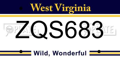 ZQS683 West Virginia License Plate