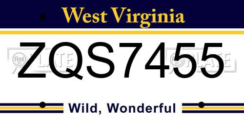 ZQS7455 West Virginia License Plate