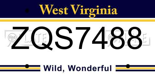 ZQS7488 West Virginia License Plate