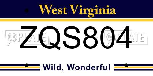 ZQS804 West Virginia License Plate