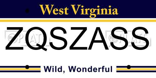 ZQSZASS West Virginia License Plate