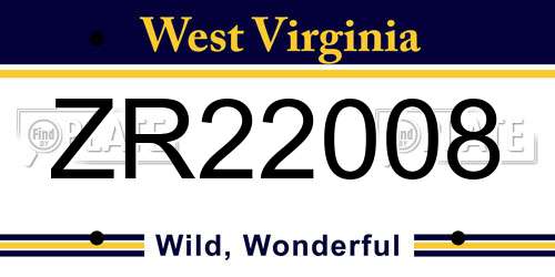 ZR22008 West Virginia License Plate