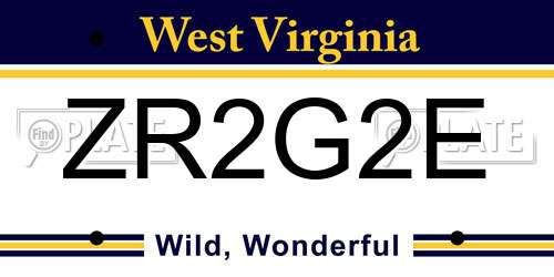 ZR2G2E West Virginia License Plate