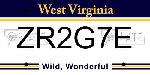ZR2G7E West Virginia License Plate