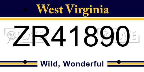 ZR41890 West Virginia License Plate