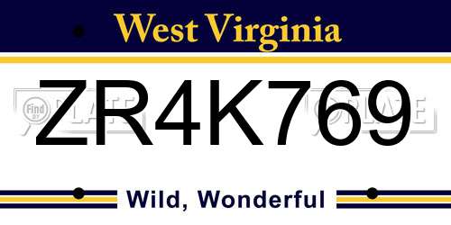 ZR4K769 West Virginia License Plate