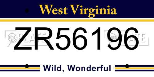ZR56196 West Virginia License Plate