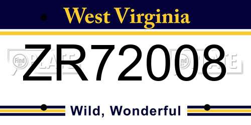 ZR72008 West Virginia License Plate