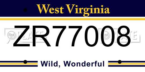 ZR77008 West Virginia License Plate