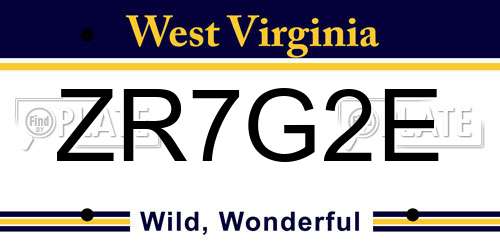 ZR7G2E West Virginia License Plate