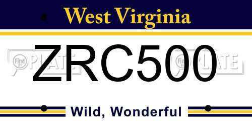 ZRC500 West Virginia License Plate