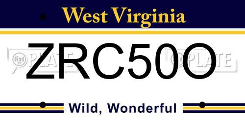ZRC50O West Virginia License Plate