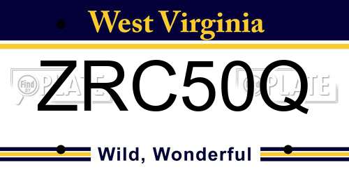 ZRC50Q West Virginia License Plate