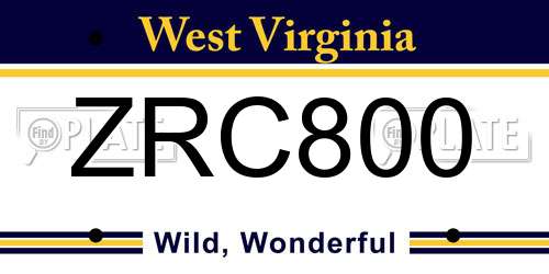 ZRC800 West Virginia License Plate
