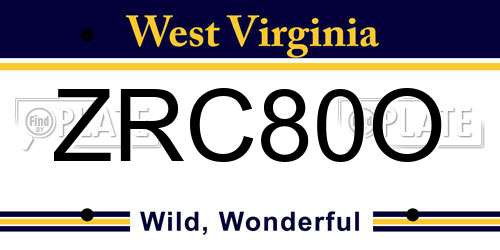 ZRC80O West Virginia License Plate