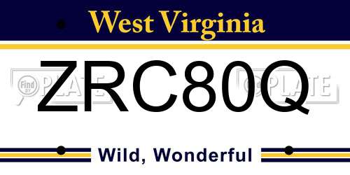 ZRC80Q West Virginia License Plate