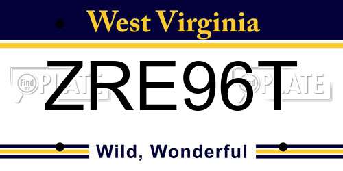 ZRE96T West Virginia License Plate