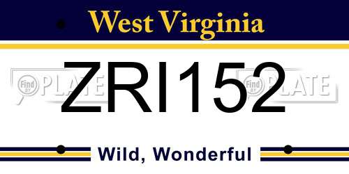 ZRI152 West Virginia License Plate