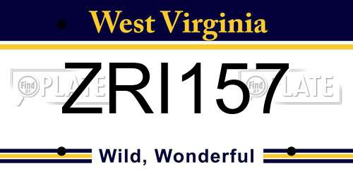 ZRI157 West Virginia License Plate