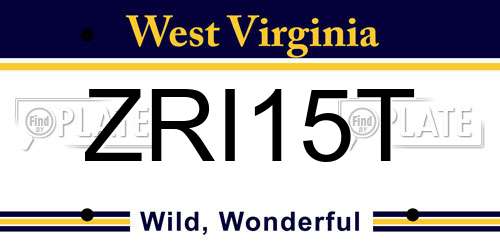 ZRI15T West Virginia License Plate