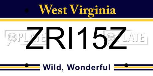 ZRI15Z West Virginia License Plate