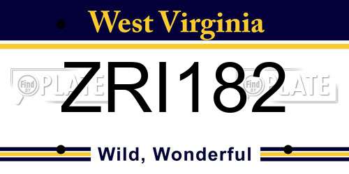 ZRI182 West Virginia License Plate