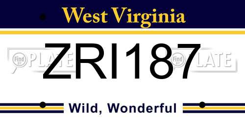 ZRI187 West Virginia License Plate
