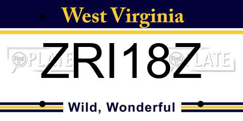 ZRI18Z West Virginia License Plate