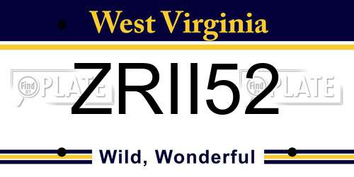 ZRII52 West Virginia License Plate
