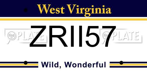 ZRII57 West Virginia License Plate