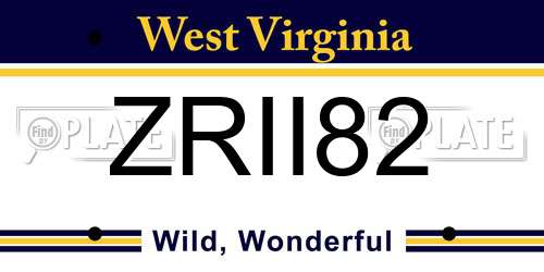 ZRII82 West Virginia License Plate